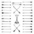 Vector collection black hand-drawn arrows Royalty Free Stock Photo
