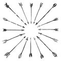 Vector collection black hand-drawn arrows. Royalty Free Stock Photo