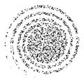 Vector collection of black stippled particles forms hypnotic spiral resembling a cosmic galaxy or complex data visualization. Royalty Free Stock Photo