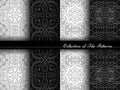 Vector Collection of Black and White Seamless Vintage Patterns Royalty Free Stock Photo