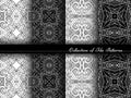 Vector Collection of Black and White Seamless Vintage Patterns Royalty Free Stock Photo