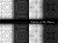 Vector Collection of Black and White Seamless Vintage Patterns Royalty Free Stock Photo