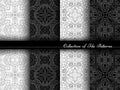 Vector Collection of Black and White Seamless Vintage Patterns Royalty Free Stock Photo