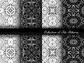 Vector Collection of Black and White Seamless Vintage Patterns Royalty Free Stock Photo