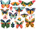 Vector Collection of Bohemian Stylized Butterflies and Moths