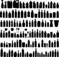Vector collection of bottle silhouettes Royalty Free Stock Photo