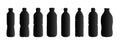 Vector collection of bottle silhouettes icon on white background