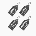 Vector collection of brown sale tags with text -Spring sale, summer, sale, autumn sale, winter sale. Labels for banners and poster