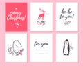Vector collection of christmas cards, gift tags and badges isolated on light background. Royalty Free Stock Photo