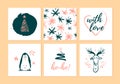 Vector collection of christmas cards, gift tags and badges isolated on light background. Royalty Free Stock Photo