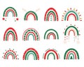 Vector collection for Christmas decoration with Christmas rainbows. Perfect for clothing prints, decorations, stickers, banners Royalty Free Stock Photo