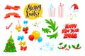 Vector collection of christmas decorative signs and elements isolated Royalty Free Stock Photo