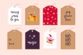 Vector collection of christmas gift tags & badges different shapes isolated on light background. Royalty Free Stock Photo