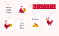 Vector collection of Christmas gift tags & badges different shapes isolated on light background.