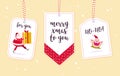 Vector collection of christmas gift tags and badges isolated on light background. Royalty Free Stock Photo