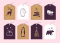 Vector collection of christmas gift tags & badges isolated on light background. Royalty Free Stock Photo