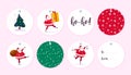 Vector collection of christmas gift tags and badges round shape isolated on light background. Royalty Free Stock Photo