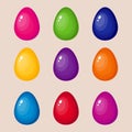 Vector collection of colored glossy easter eggs