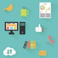 Vector collection of colorful flat business and finance icons. Royalty Free Stock Photo