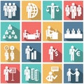 Vector collection of colorful flat business and finance icons. Royalty Free Stock Photo