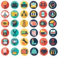 Vector collection of colorful flat business and finance icons. Royalty Free Stock Photo