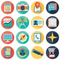 Vector collection of colorful flat business and finance icons with long shadow.