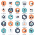 Vector collection of colorful flat search engine optimization, business, technology and finances icons