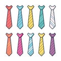 Vector of a collection of colorful ties on a clean white background Royalty Free Stock Photo