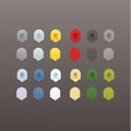 Vector collection of colorfully pointers. Fresh pointer in nine