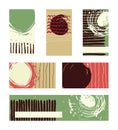 Vector collection of contrast colored business vertical and horizontal cards and banner hand drawn with liquid ink and brush, with