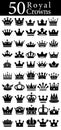 Vector collection of creative king and queen crowns symbols or logo elements. Set of Geometric vintage crown