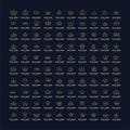 Vector collection of creative king, queen, princess, pope crowns