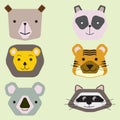 Vector collection of cute animal faces, icon set for baby design Royalty Free Stock Photo