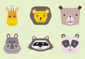 Vector collection of cute animal faces, icon set for baby design Royalty Free Stock Photo