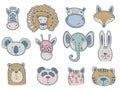 Vector collection of cute animal heads for baby and children design Royalty Free Stock Photo