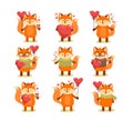 Vector collection of cute cartoon lovely red fox