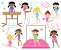 Vector Collection of Cute Female Gymnasts or Dancers Royalty Free Stock Photo