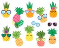 Vector Collection of Cute Kawaii Pineapples