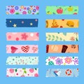 Vector Collection of Cute Patterned Washi Tape Strips Royalty Free Stock Photo