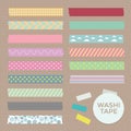 Vector Collection of Cute Patterned Washi Tape Strips Royalty Free Stock Photo