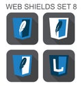 Vector collection of database web development shield signs: fea Royalty Free Stock Photo