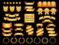 Vector collection of decorative design elements - ribbons, frames, stickers, labels. Royalty Free Stock Photo