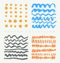 Vector Collection Of Different Ink Drawn Abstract Elements For Patterns, Decoration, Arts, Crafts. Grunge Artistic Set.