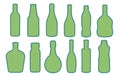 Vector collection of different shaped glass or plastic bottle silhouettes