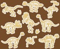 Vector Collection of Dinosaur Fossils or Bones