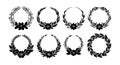 Decorative black floral wreath vector collection with various leaf and flower designs Royalty Free Stock Photo