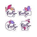 Vector collection of doodle flowers emblems