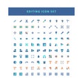 Vector of collection editing tool software icons set with flat color style design