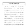 Vector of collection editing tool software icons set with outline style design