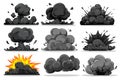 Collection of Cartoon Explosions and Smoke Clouds for Dynamic Visual Effects Royalty Free Stock Photo